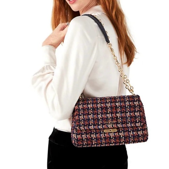 KATE SPADE NEW YORK Carlyle Tweed Medium Flap 2-way convertible bag. NWOT. - Picture 14 of 15